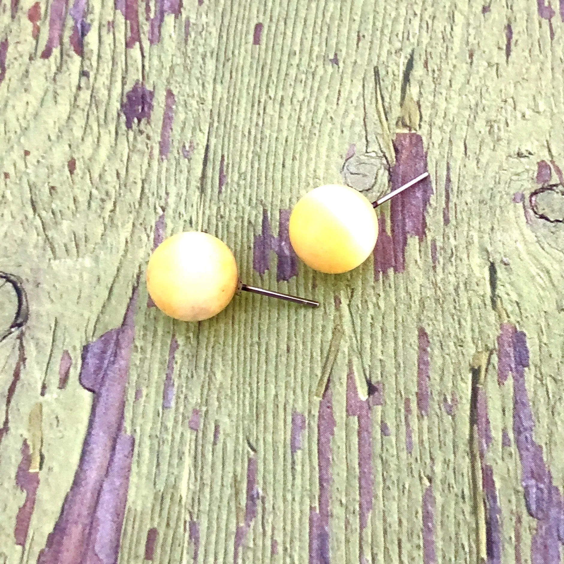 Light Yellow Catseye Moonglow Ball Stud Earrings