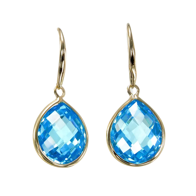 Lustrous 18K Gold Vermeil Blue Drop Earrings