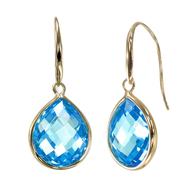 Lustrous 18K Gold Vermeil Blue Drop Earrings