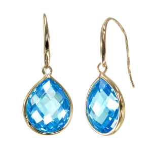 Lustrous 18K Gold Vermeil Blue Drop Earrings