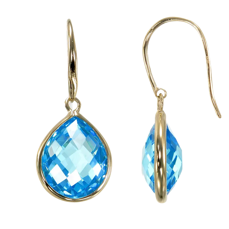 Lustrous 18K Gold Vermeil Blue Drop Earrings