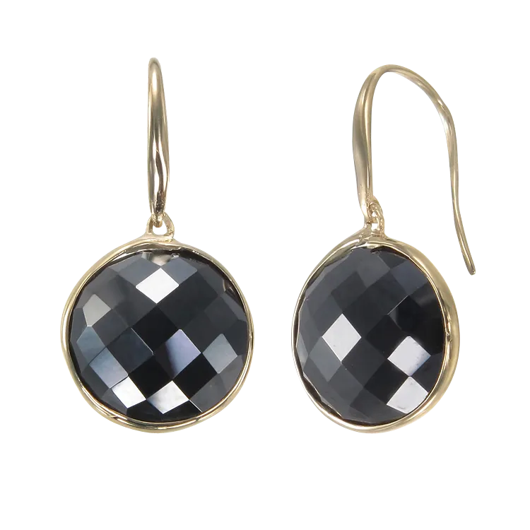 Lustrous Shimmering Black 18K Gold Vermeil Earrings