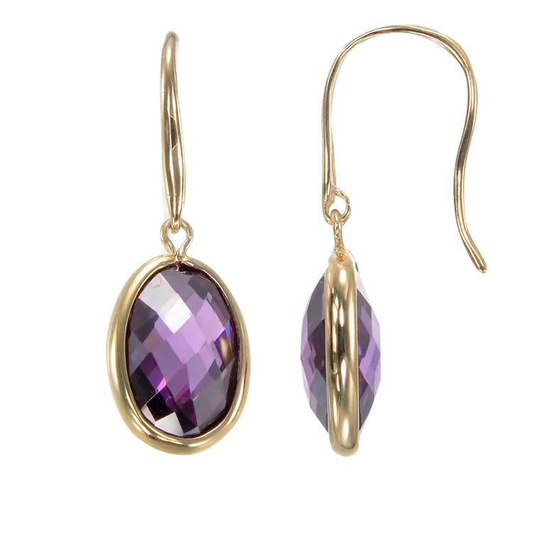 Lustrous Sparkling Amethyst 18K Gold Vermeil Earrings