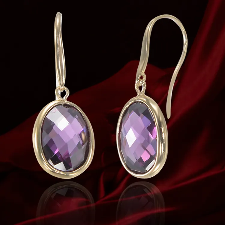 Lustrous Sparkling Amethyst 18K Gold Vermeil Earrings