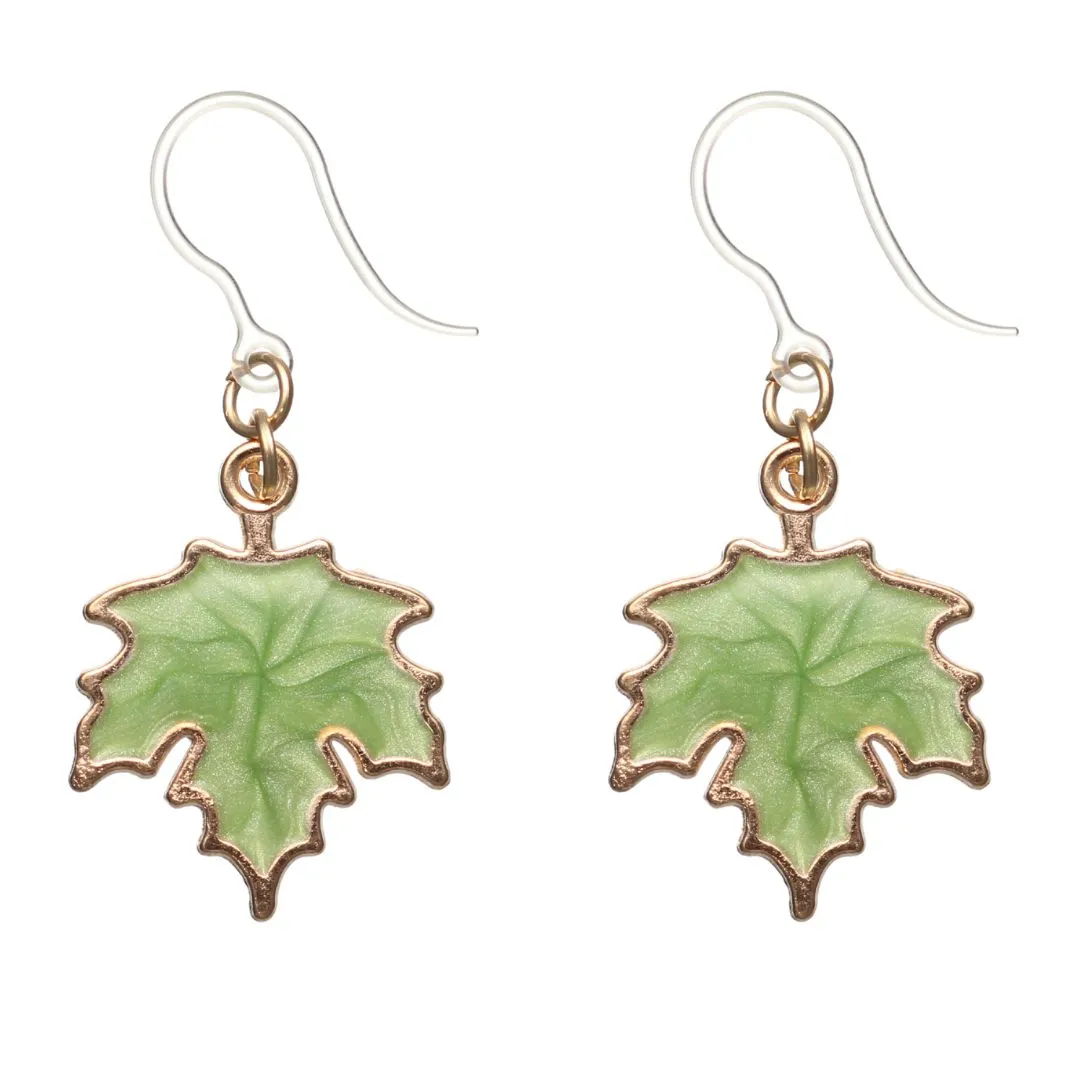 Maple Leaf Dangles Hypoallergenic Earrings for Sensitive Ears Made with Plastic Posts