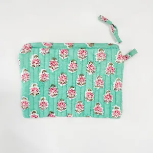 Mint Pastel Block Print Mini Pouch