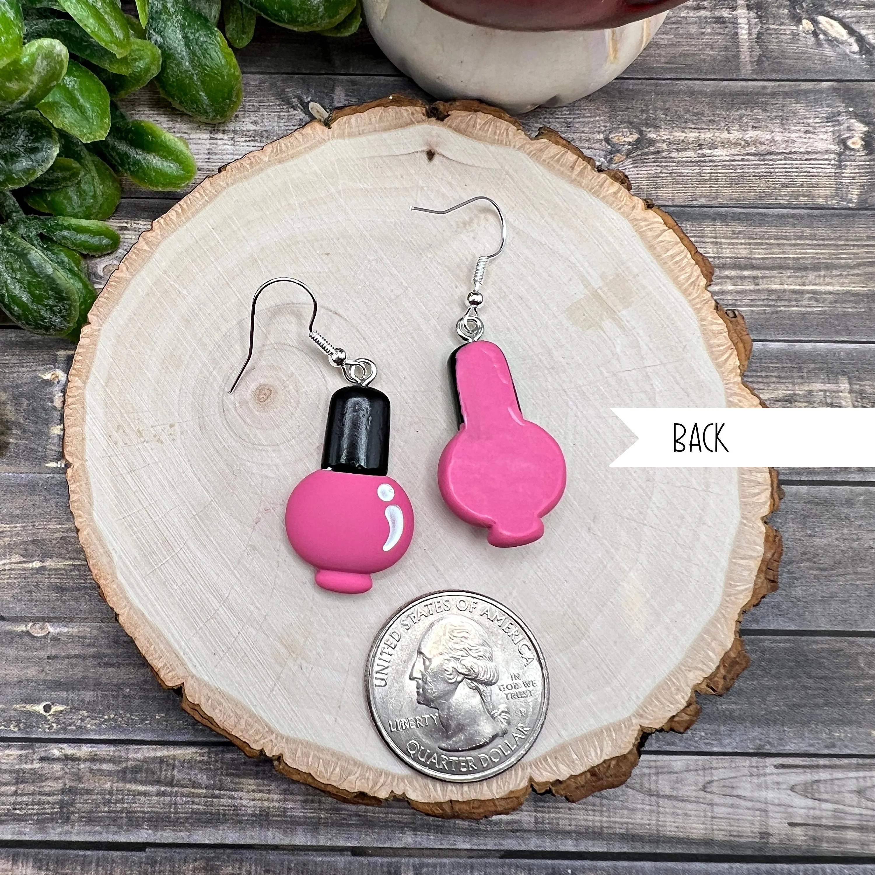 Nail Polish Bottle Novelty Cartoon Kawaii Resin Lightweight Pink  Earrings, Hypoallergenic Gift