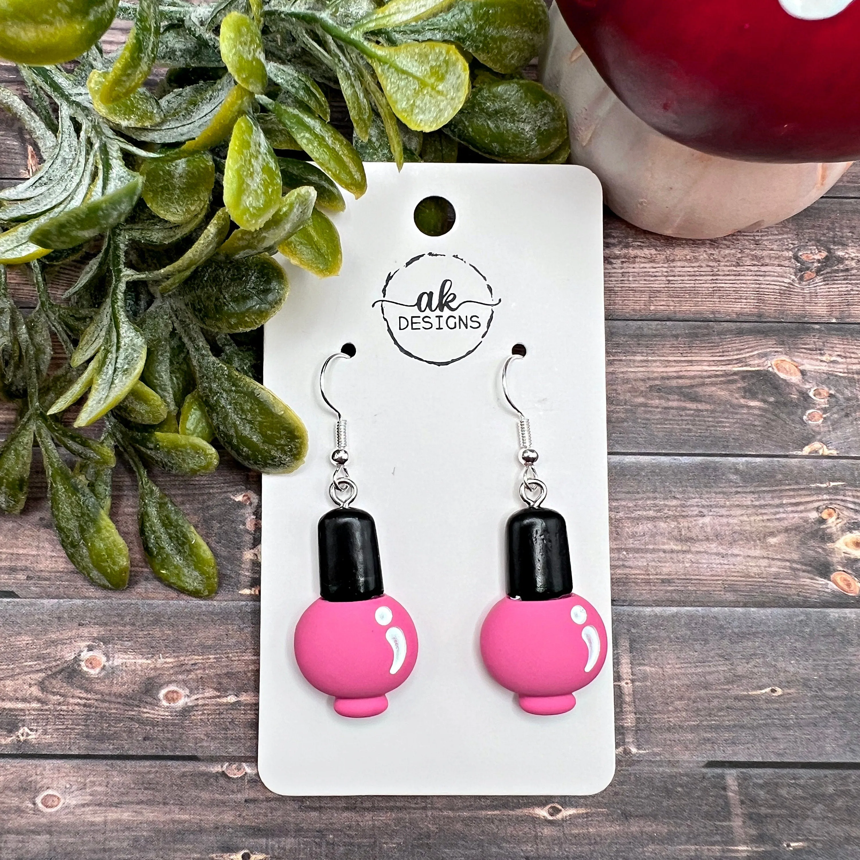 Nail Polish Bottle Novelty Cartoon Kawaii Resin Lightweight Pink  Earrings, Hypoallergenic Gift