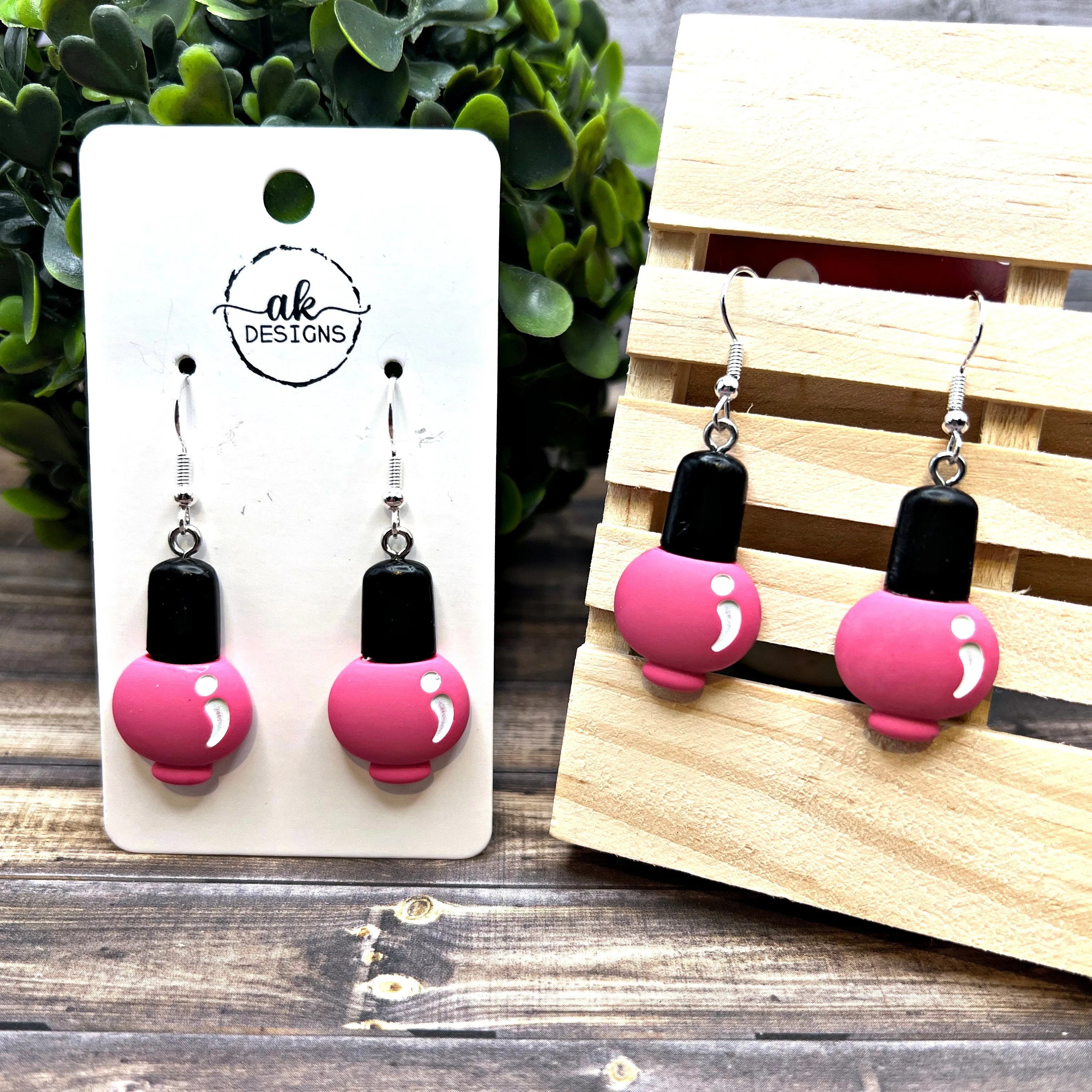 Nail Polish Bottle Novelty Cartoon Kawaii Resin Lightweight Pink  Earrings, Hypoallergenic Gift