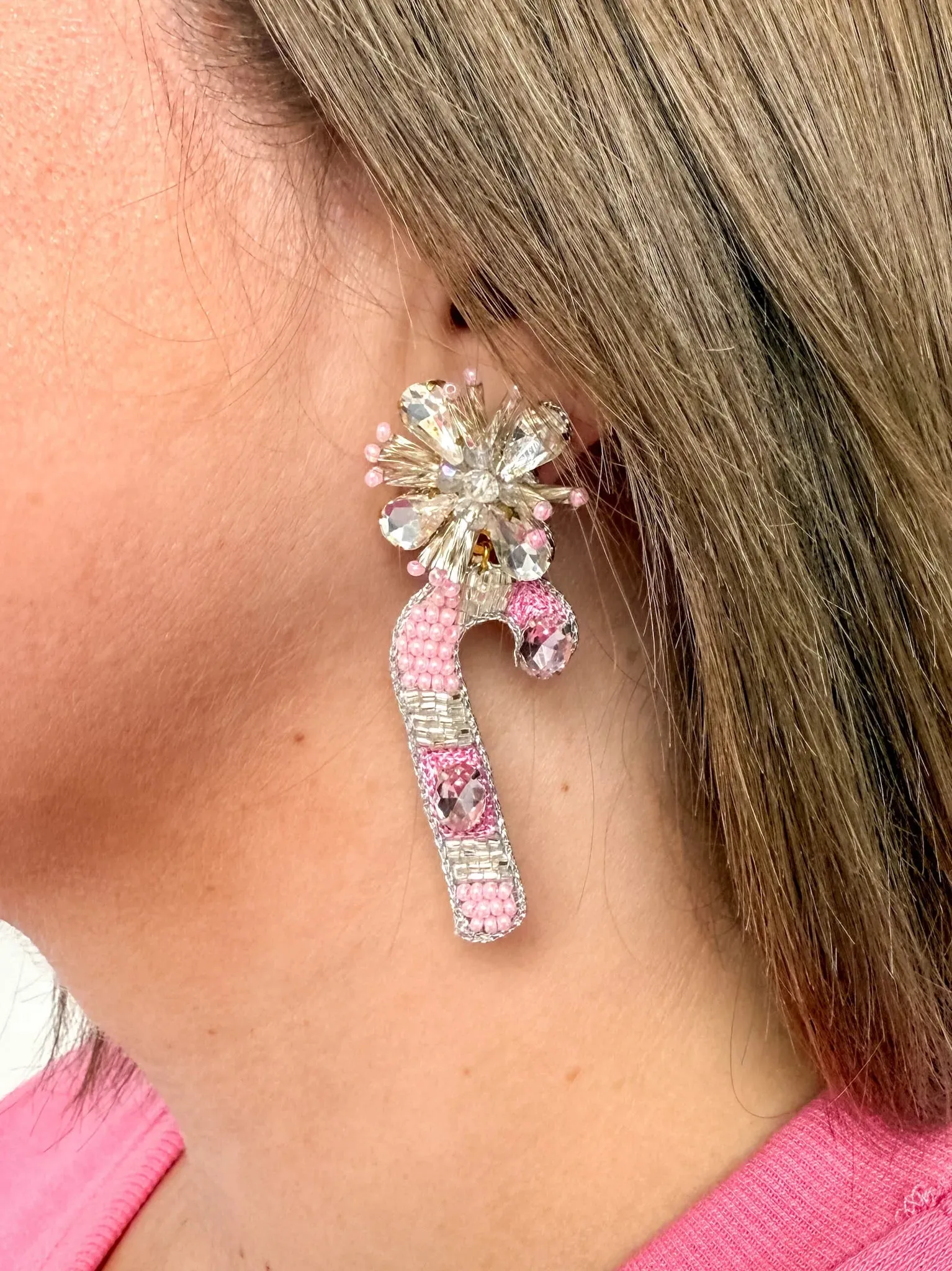 Pink Candy Cane Earrings