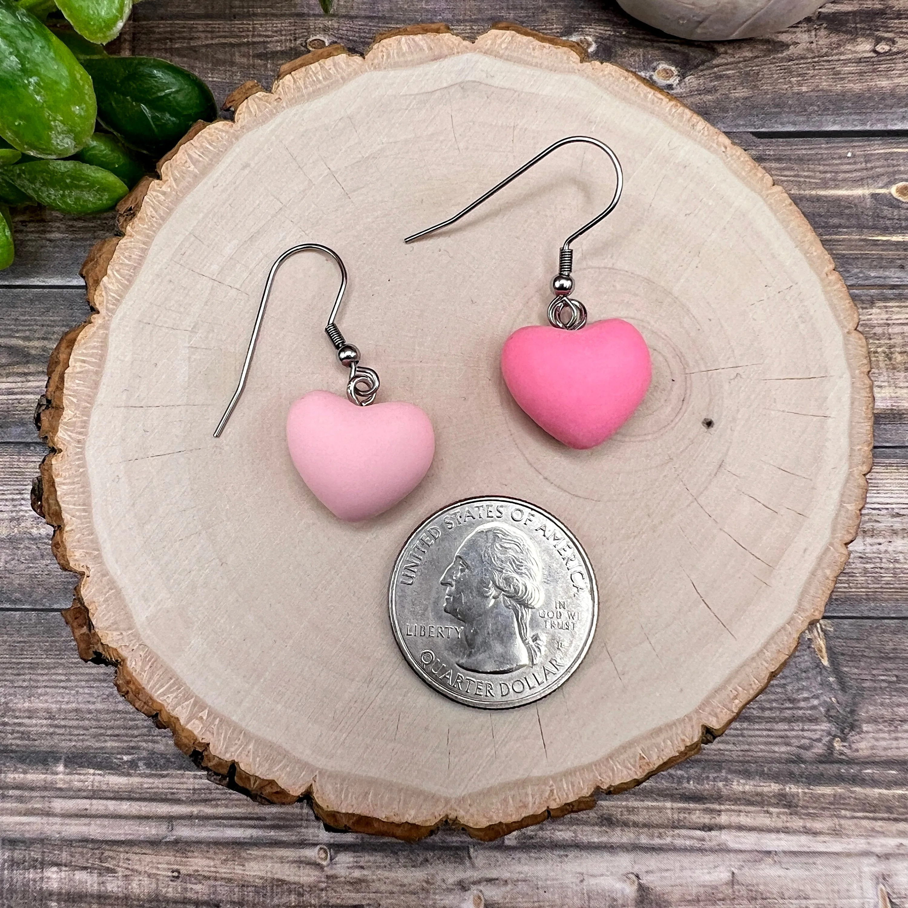 Puffy Heart Pink Valentine Earrings