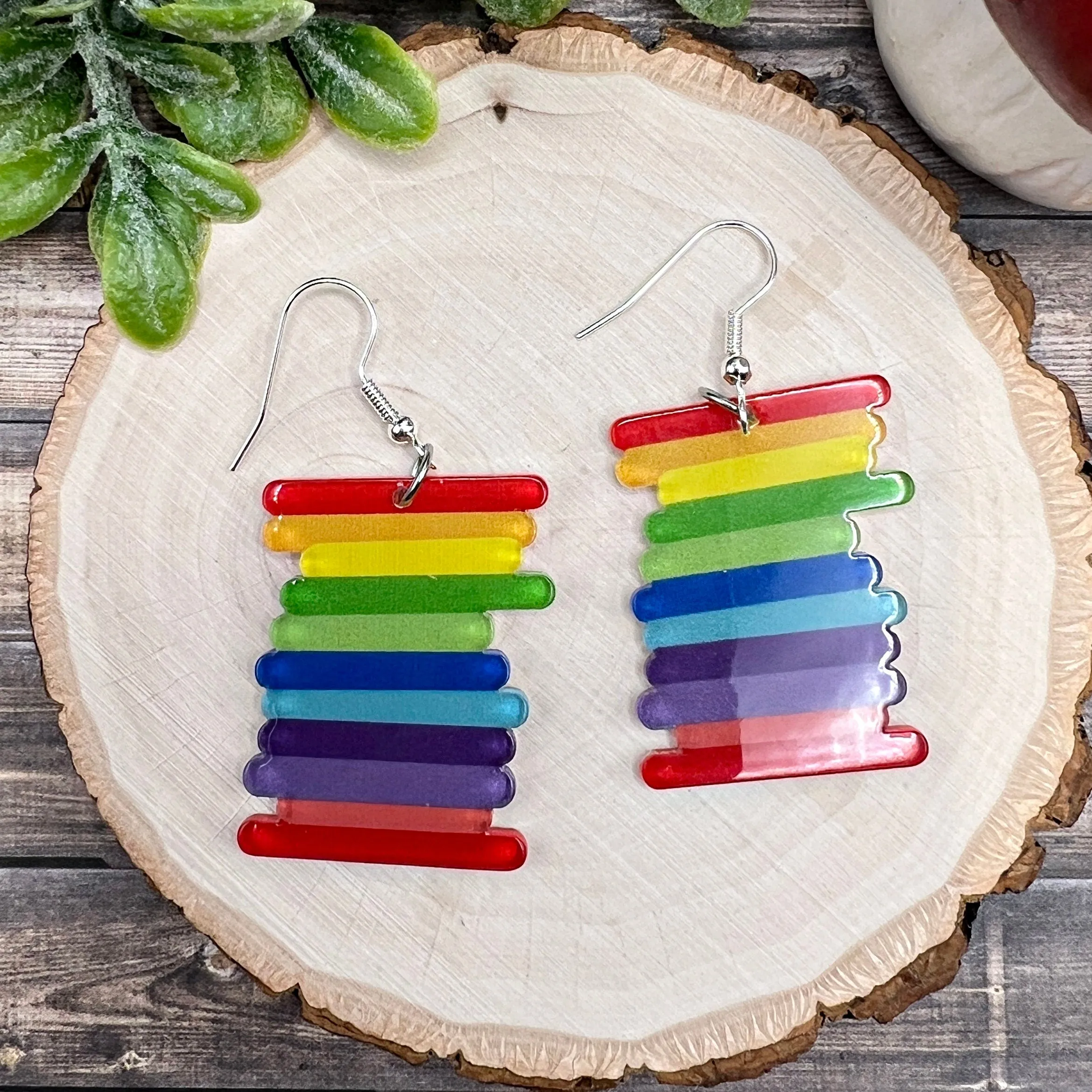 Rainbow Bar Acrylic Lightweight Rainbow Pride Month LGBTQ   Earrings | Hypoallergenic Gift