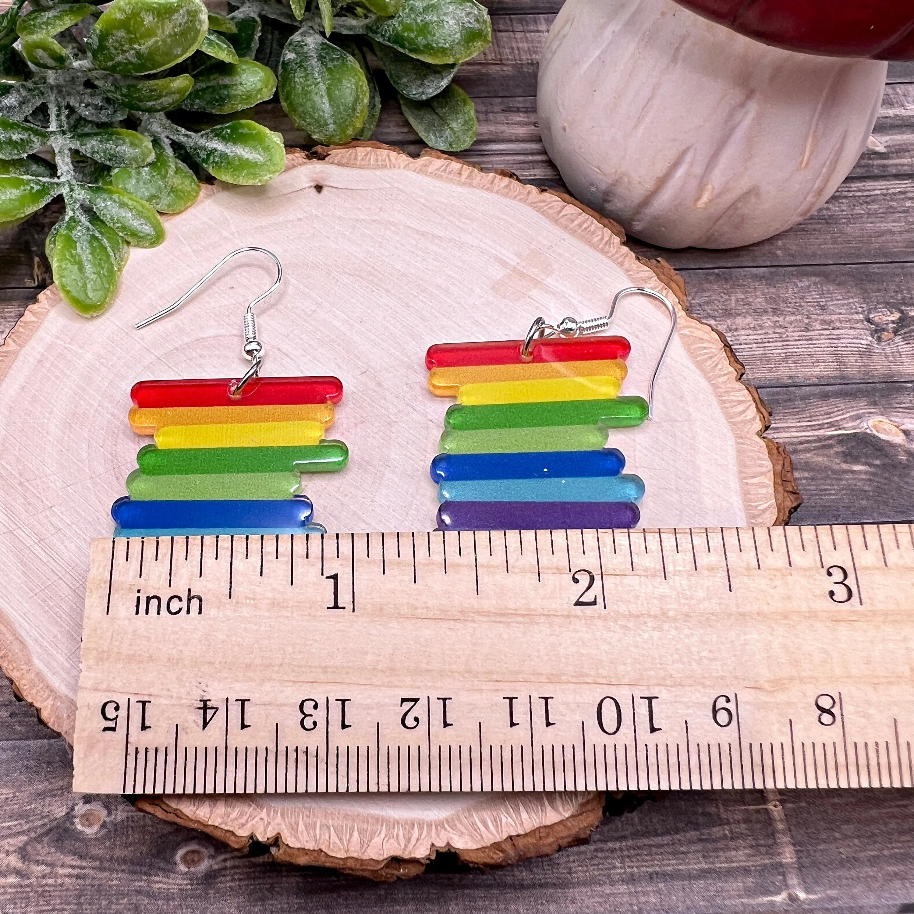 Rainbow Bar Acrylic Lightweight Rainbow Pride Month LGBTQ   Earrings | Hypoallergenic Gift