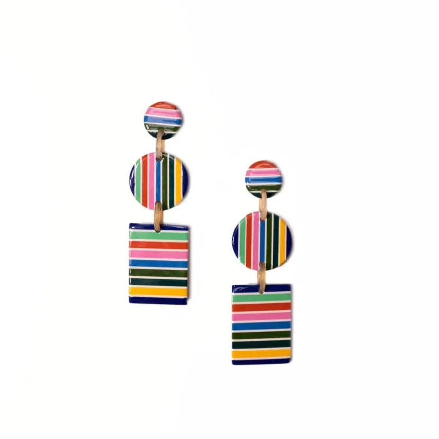 Rainbow Striped Harbor Earrings