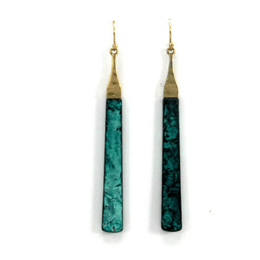 Rustic Patina Bar Earrings