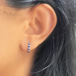 Sapphire Round Diamond Hoop Earrings