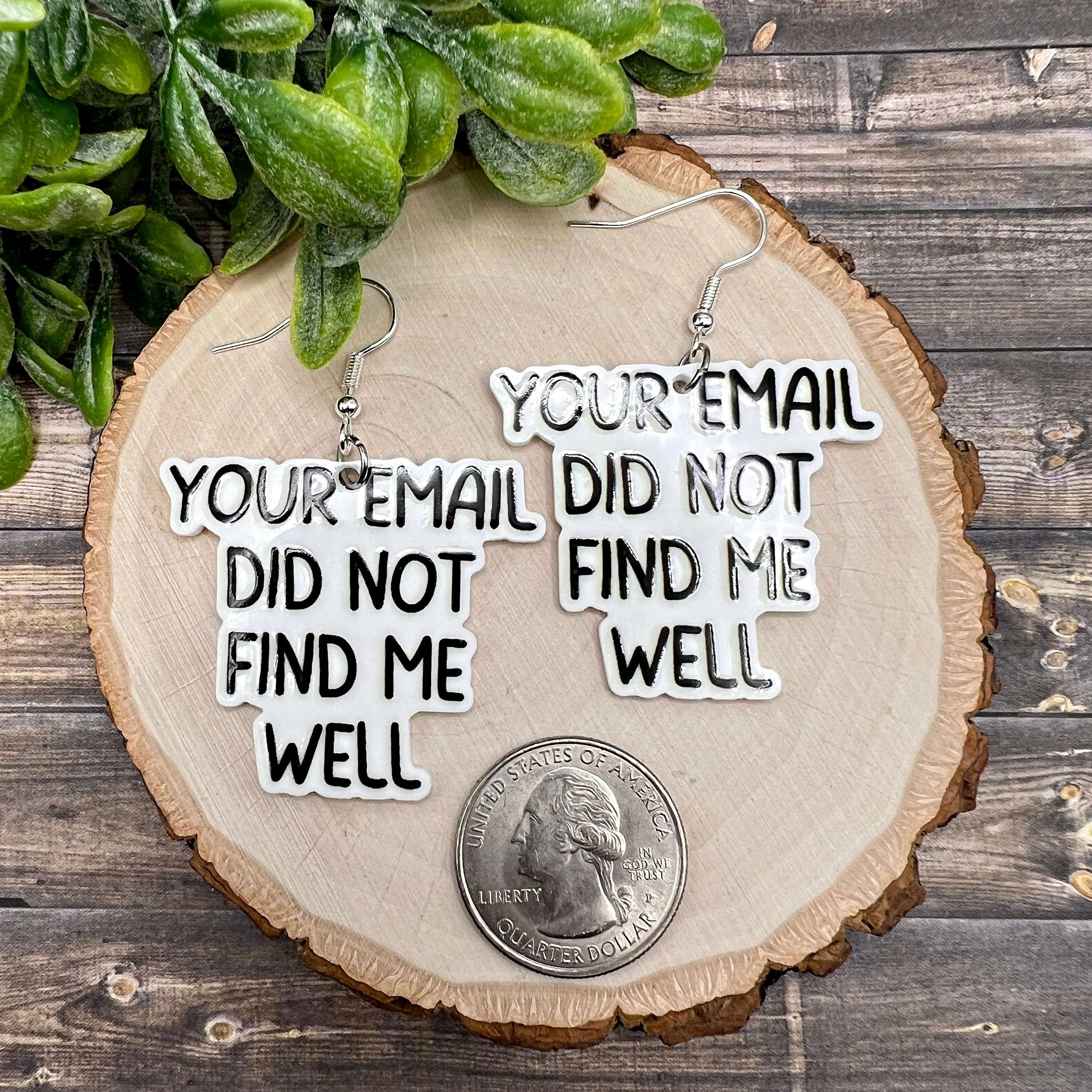 Sarcastic Humor Planar Resin I Hope Your Phone Falls in a Toilet Your Email Did Not Find Me Well  Earrings, Hypoallergenic Gift