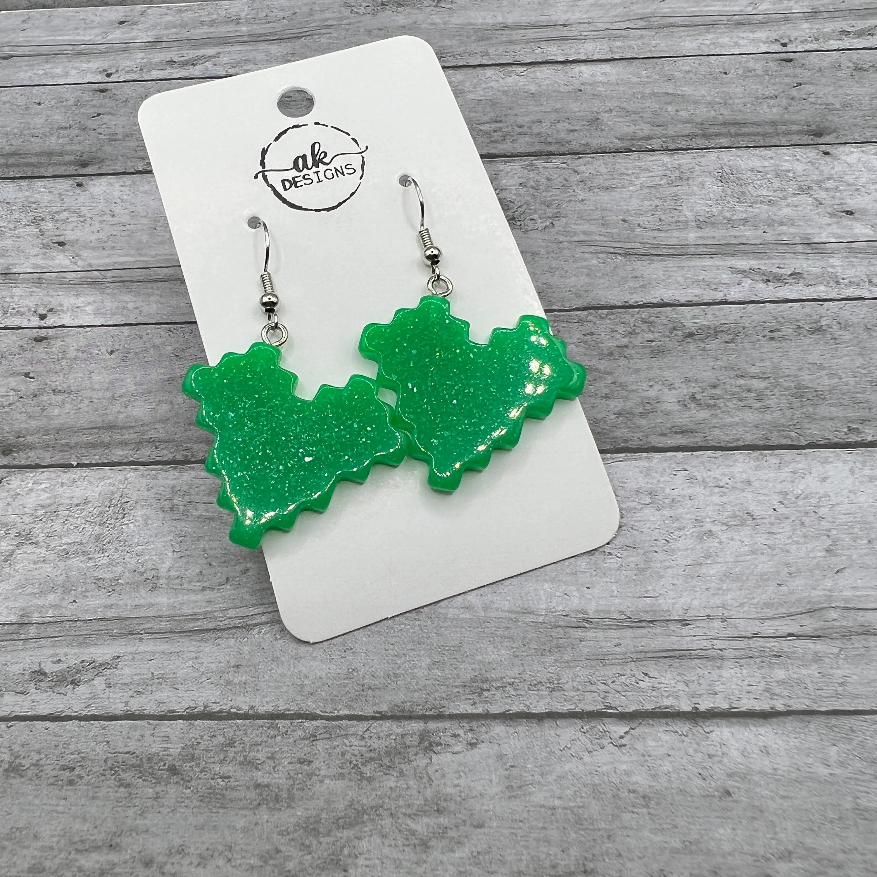 Shimmer 8-bit Heart Earrings  - Clearance