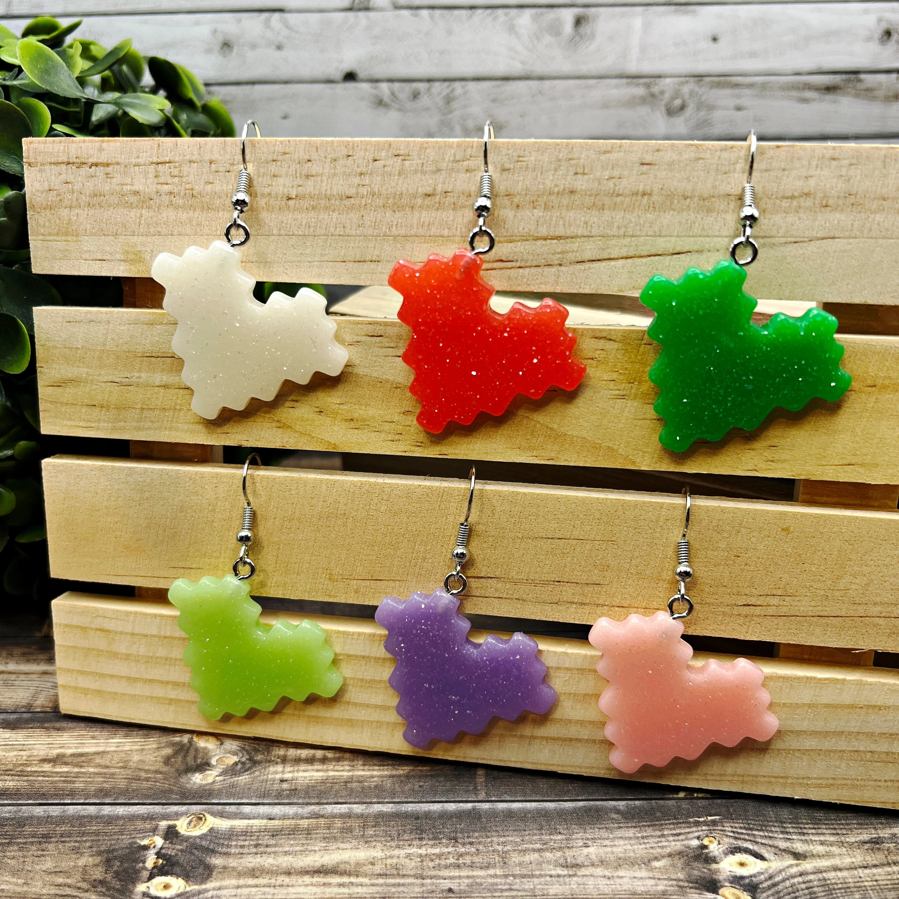 Shimmer 8-bit Heart Earrings  - Clearance