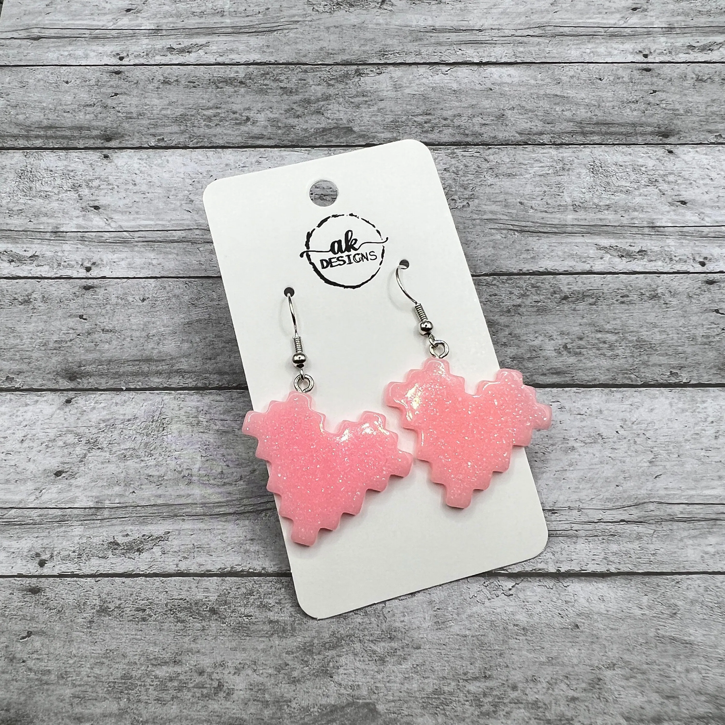 Shimmer 8-bit Heart Earrings  - Clearance