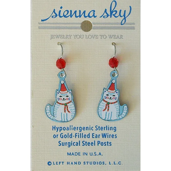 Sienna Sky Christmas Cat Pierced Earrings