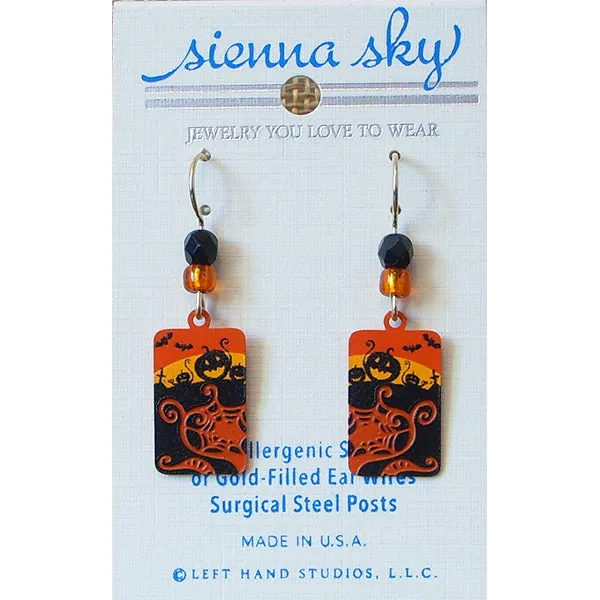 Sienna Sky Pumpkin Patch Halloween Scene Pierced Earrings