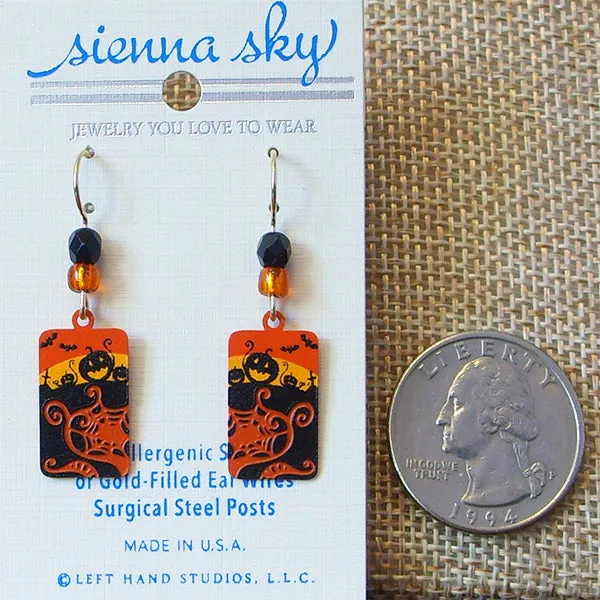 Sienna Sky Pumpkin Patch Halloween Scene Pierced Earrings