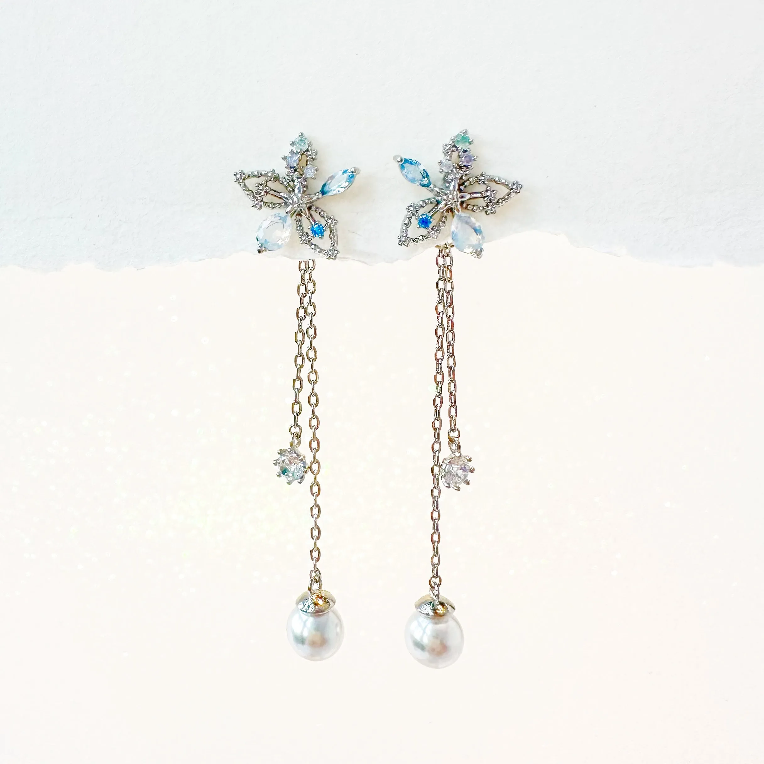 Silver Snowflake Lily Earrings