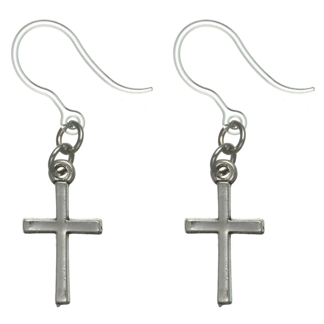 Simple Cross Dangles Hypoallergenic Earrings for Sensitive Ears Made with Plastic Posts