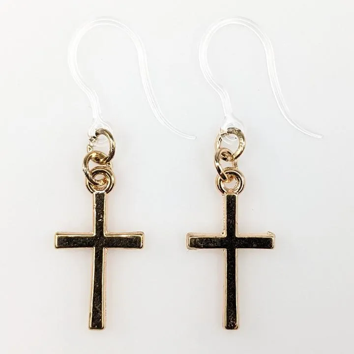 Simple Cross Dangles Hypoallergenic Earrings for Sensitive Ears Made with Plastic Posts