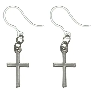 Simple Cross Dangles Hypoallergenic Earrings for Sensitive Ears Made with Plastic Posts