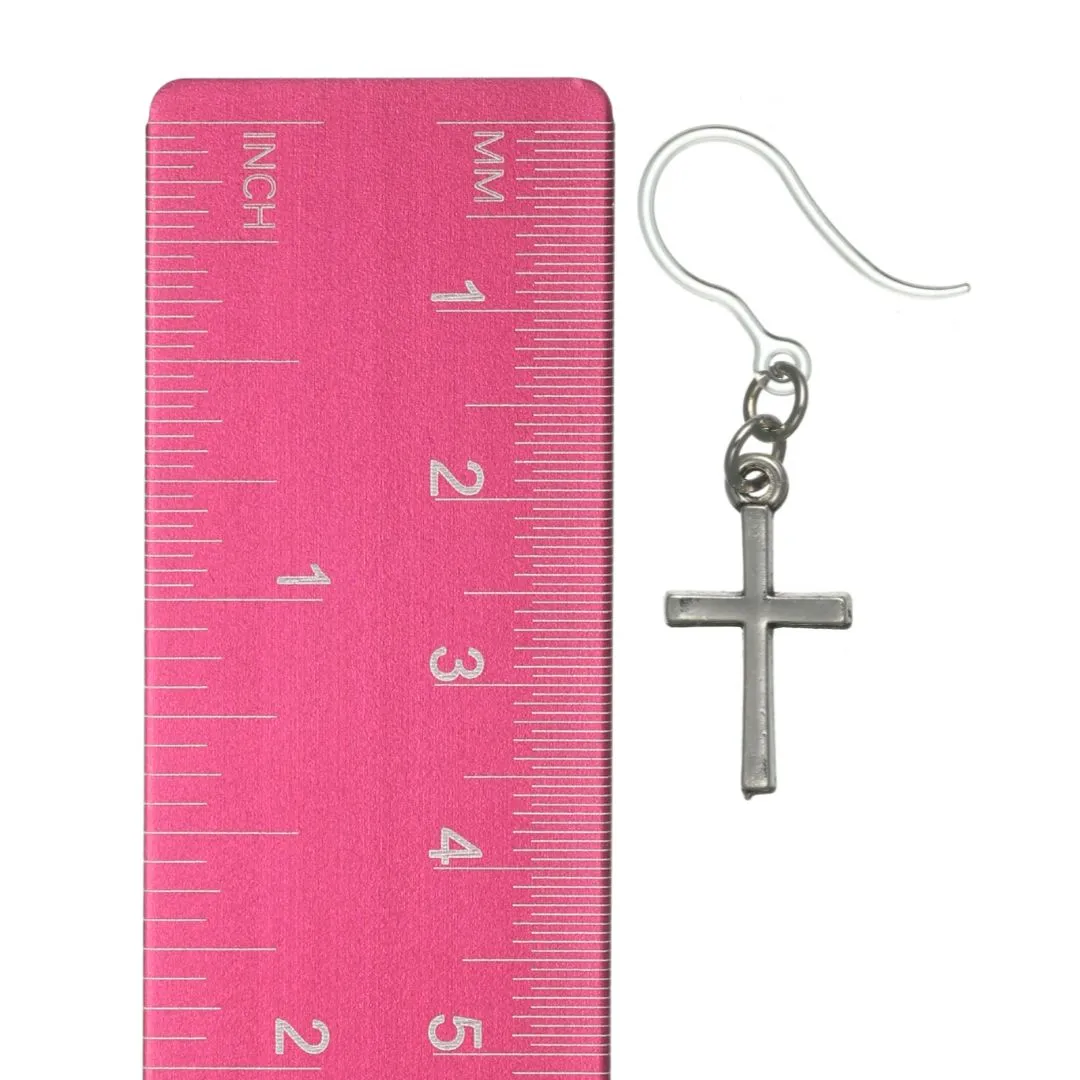 Simple Cross Dangles Hypoallergenic Earrings for Sensitive Ears Made with Plastic Posts