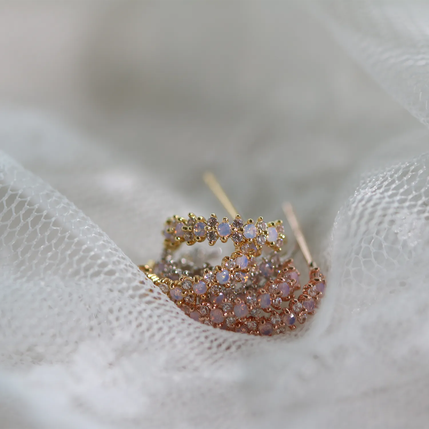 Snowflake semi-hoop earrings