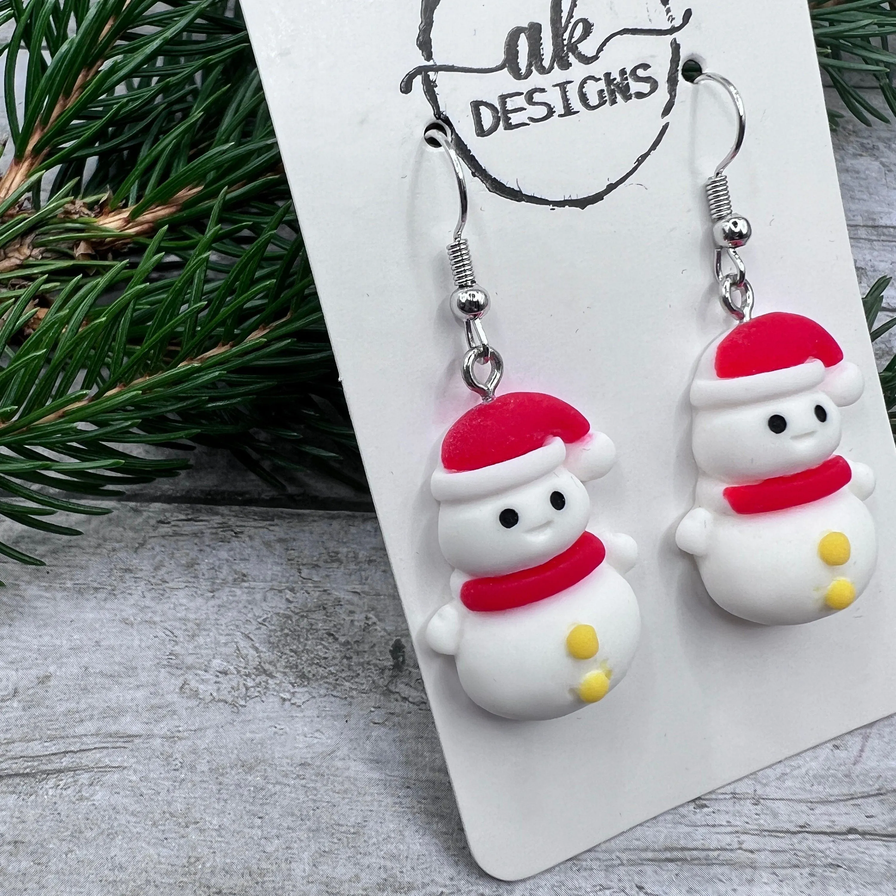 Snowman Santa Hat Scarf Dancing Kawaii Resin Hypoallergenic  Christmas Winter Earrings - Clearance