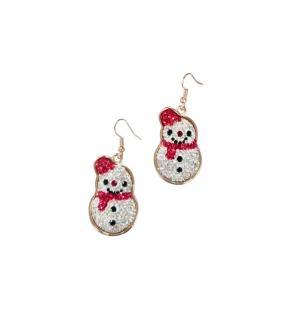 Southern Grace Sparkling Glitter Snowman Earrings