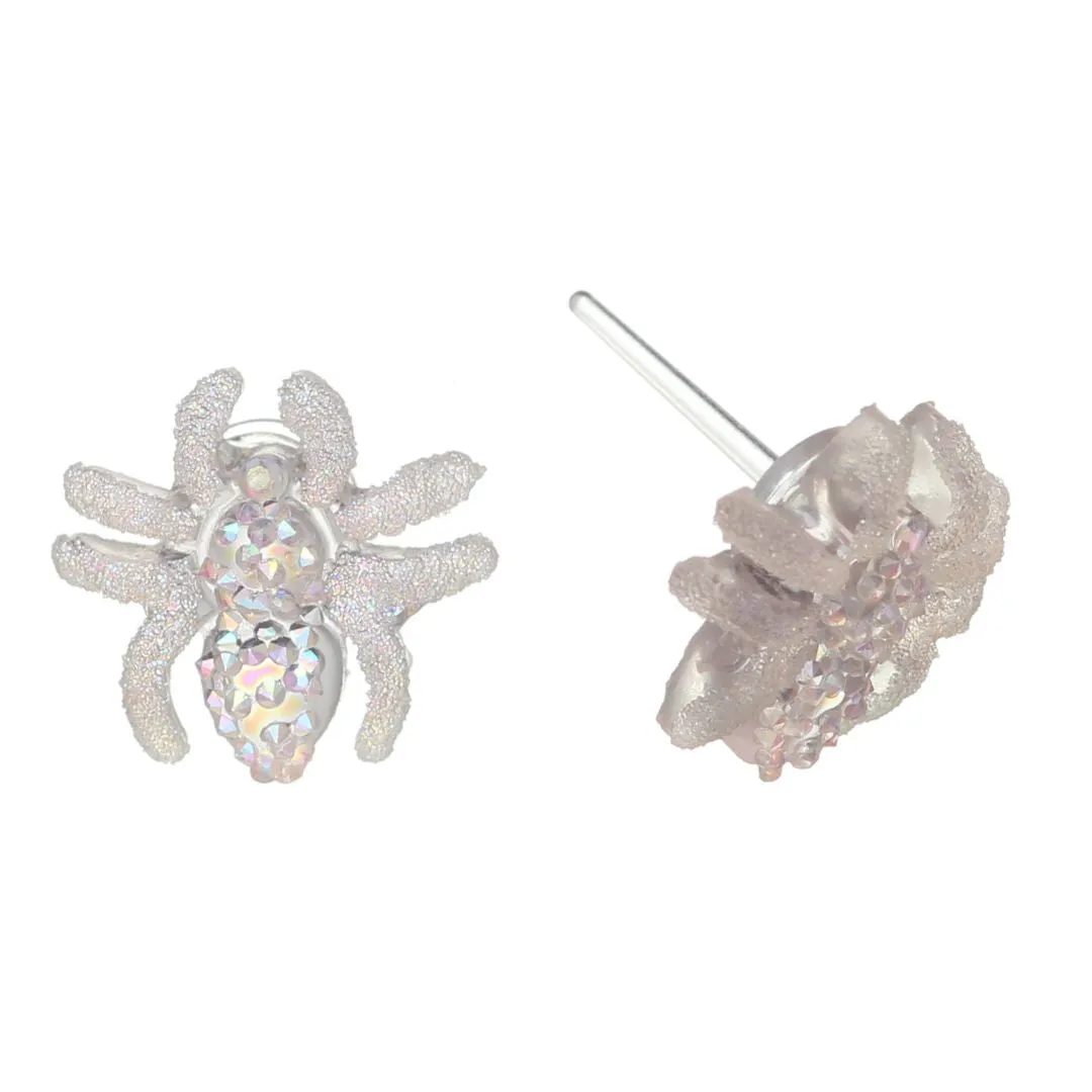 Sparkly Spider Studs Hypoallergenic Earrings for Sensitive Ears Made with Plastic Posts