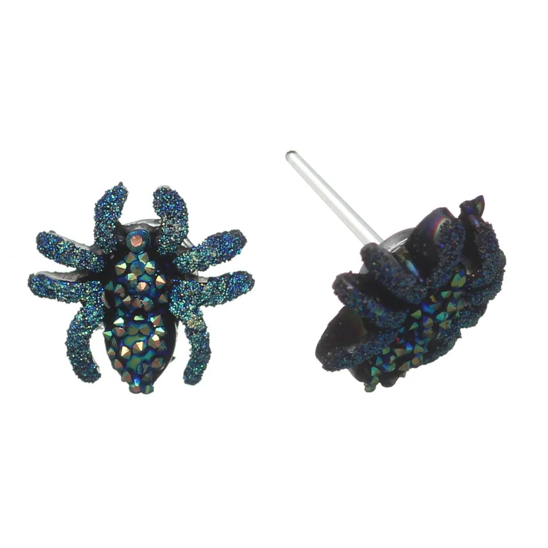 Sparkly Spider Studs Hypoallergenic Earrings for Sensitive Ears Made with Plastic Posts