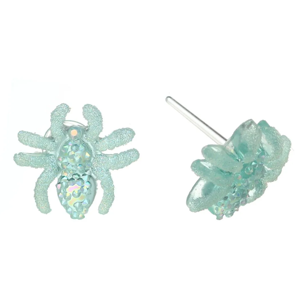 Sparkly Spider Studs Hypoallergenic Earrings for Sensitive Ears Made with Plastic Posts