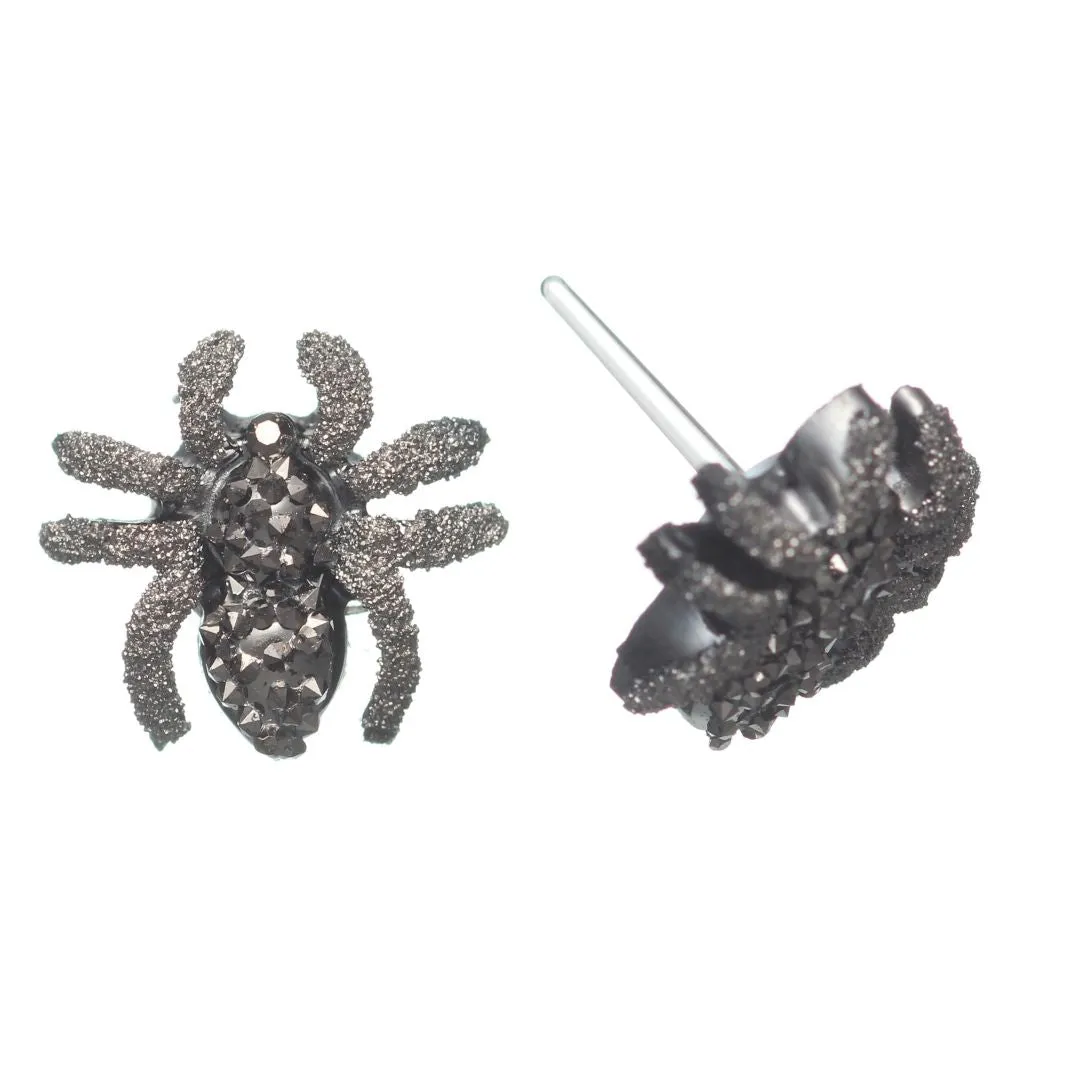 Sparkly Spider Studs Hypoallergenic Earrings for Sensitive Ears Made with Plastic Posts