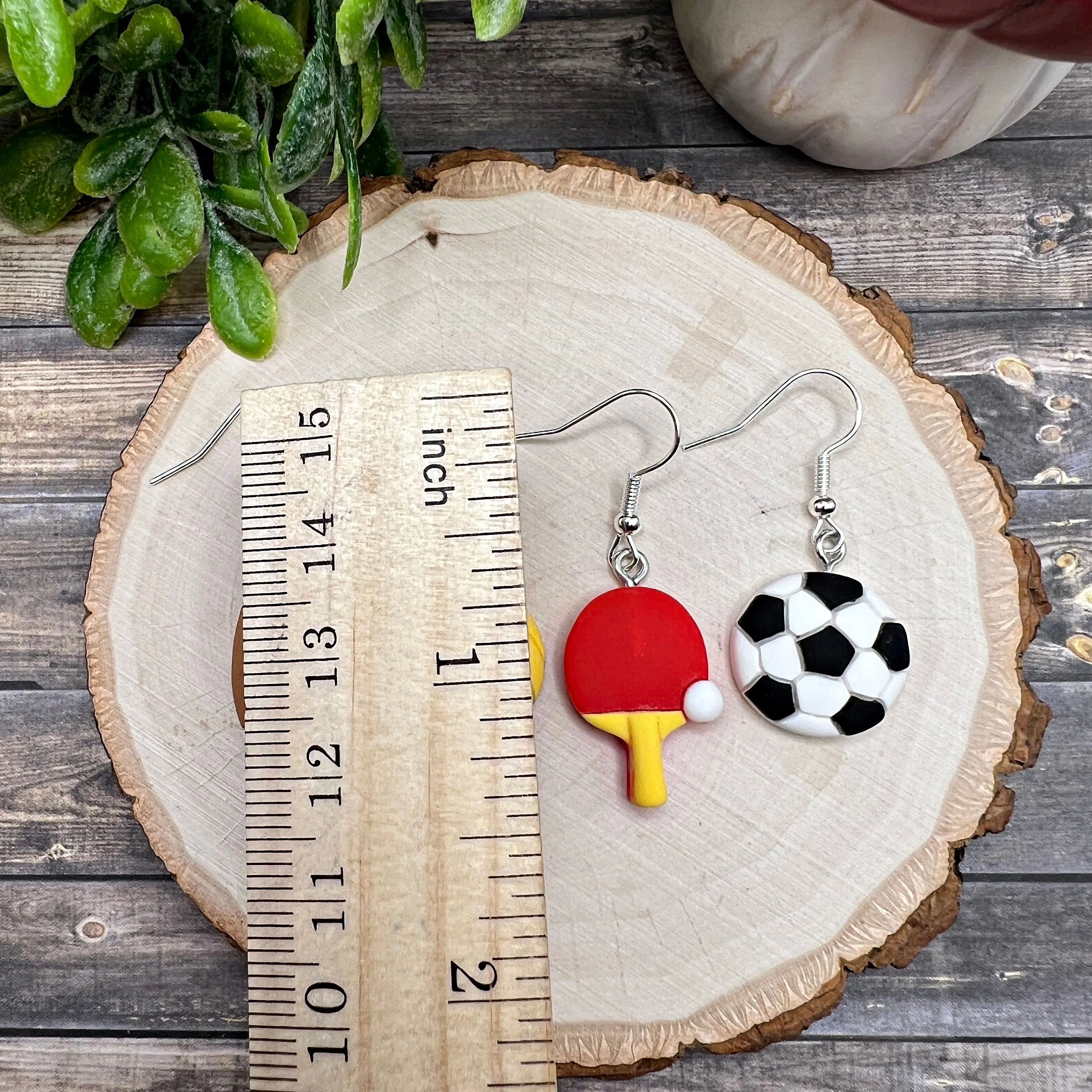 Sports Ball Soccer Football Ping Pong Table Tennis Volleyball Lightweight Resin  Earrings, Hypoallergenic Gift