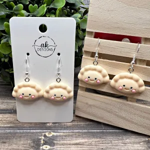 Steamed Dumpling Pierogi Empanada Kawaii  Earrings, Hypoallergenic Gift