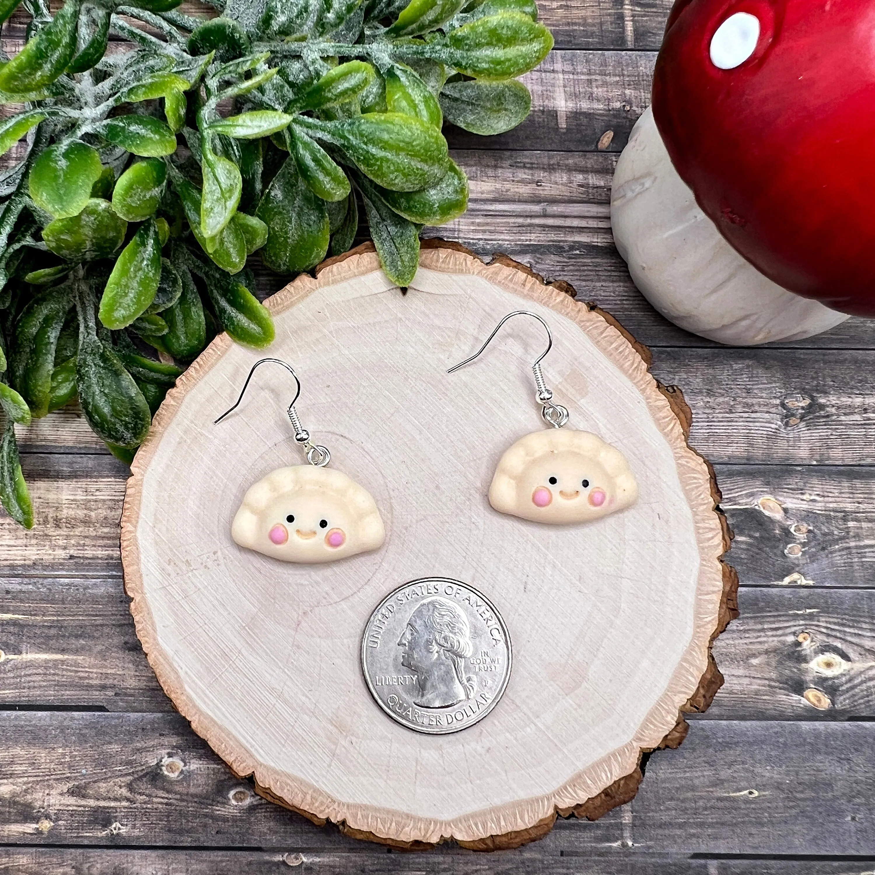 Steamed Dumpling Pierogi Empanada Kawaii  Earrings, Hypoallergenic Gift