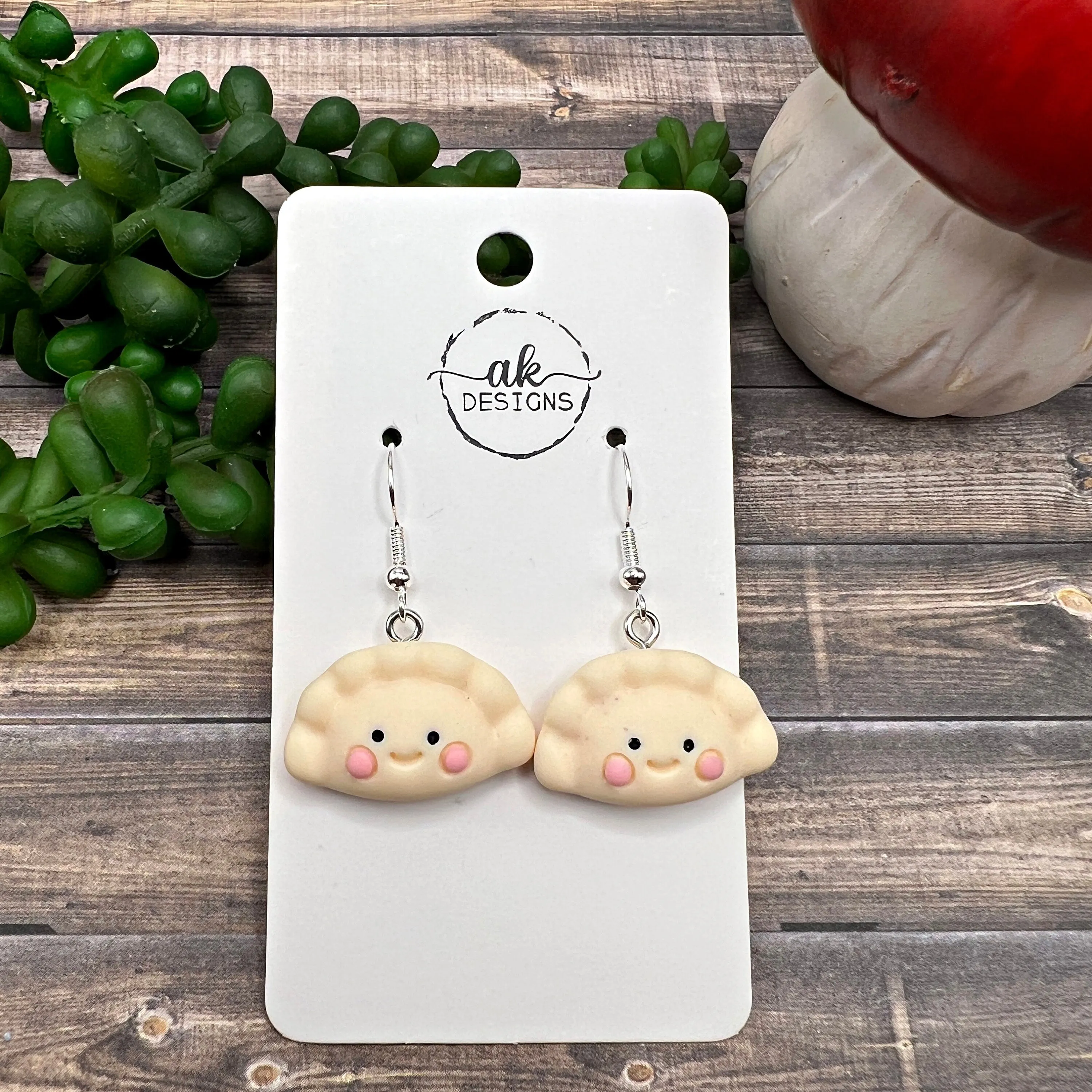 Steamed Dumpling Pierogi Empanada Kawaii  Earrings, Hypoallergenic Gift