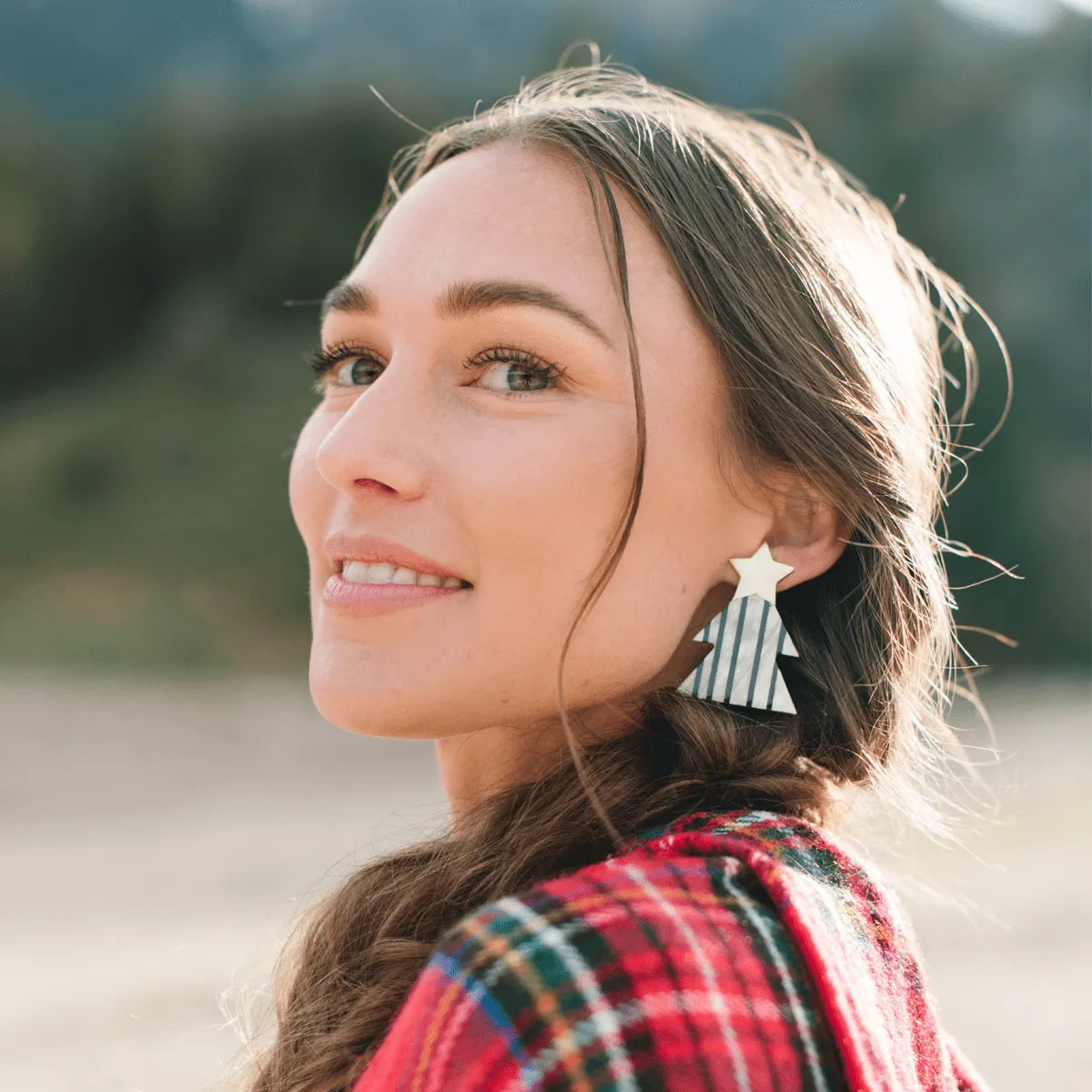 Striped Christmas Tree Earrings