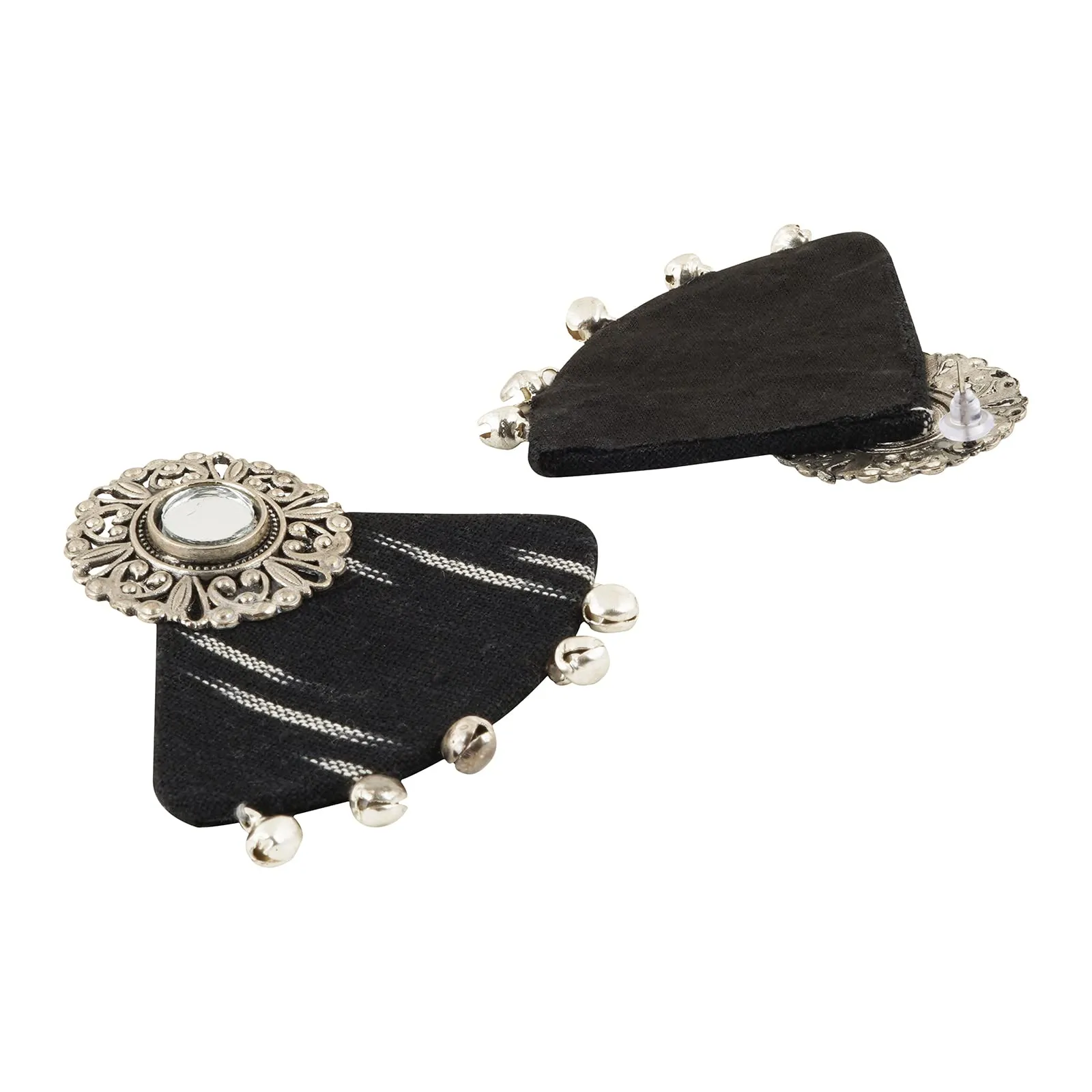 Teejh Aboli Black Ikkat Fabric Earring