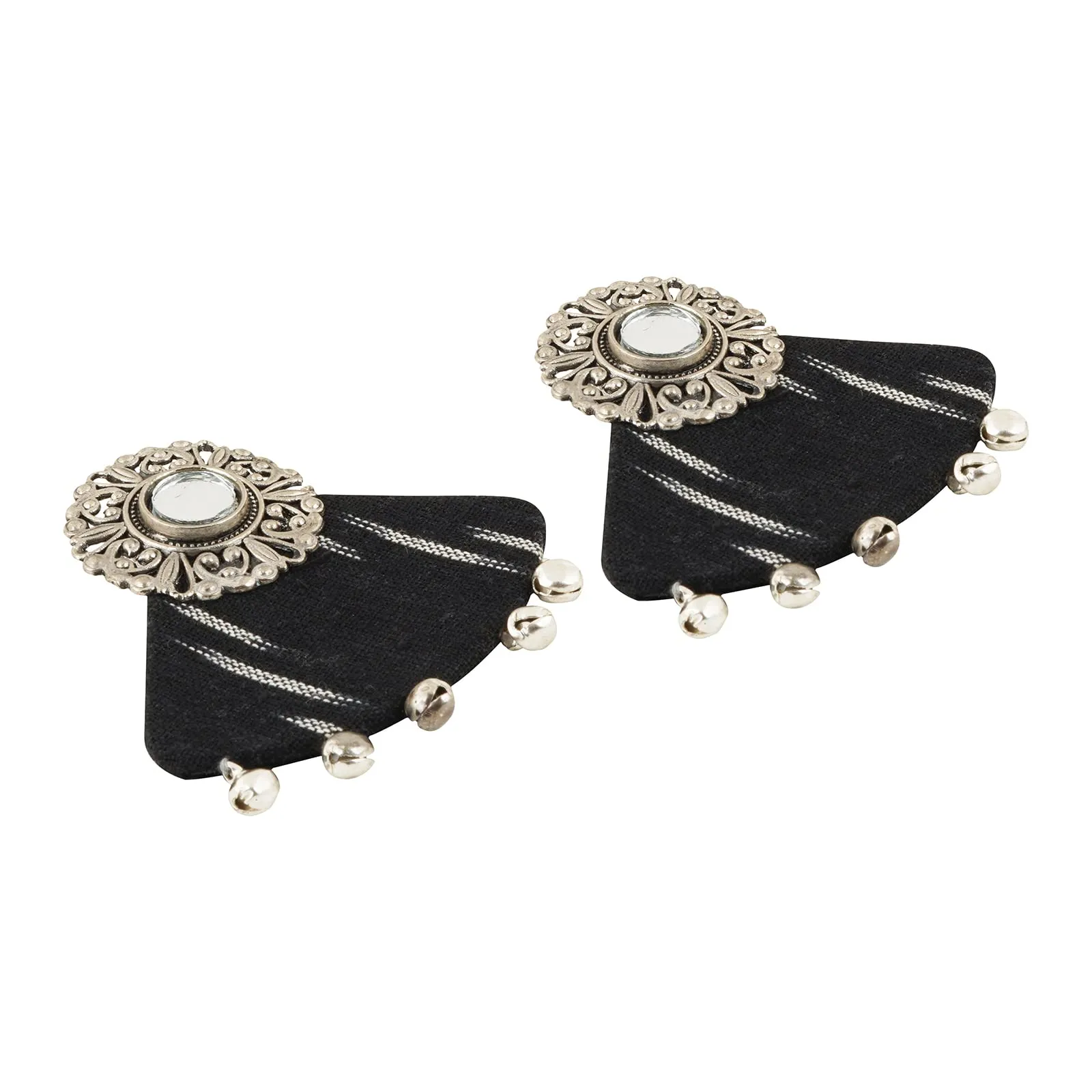 Teejh Aboli Black Ikkat Fabric Earring