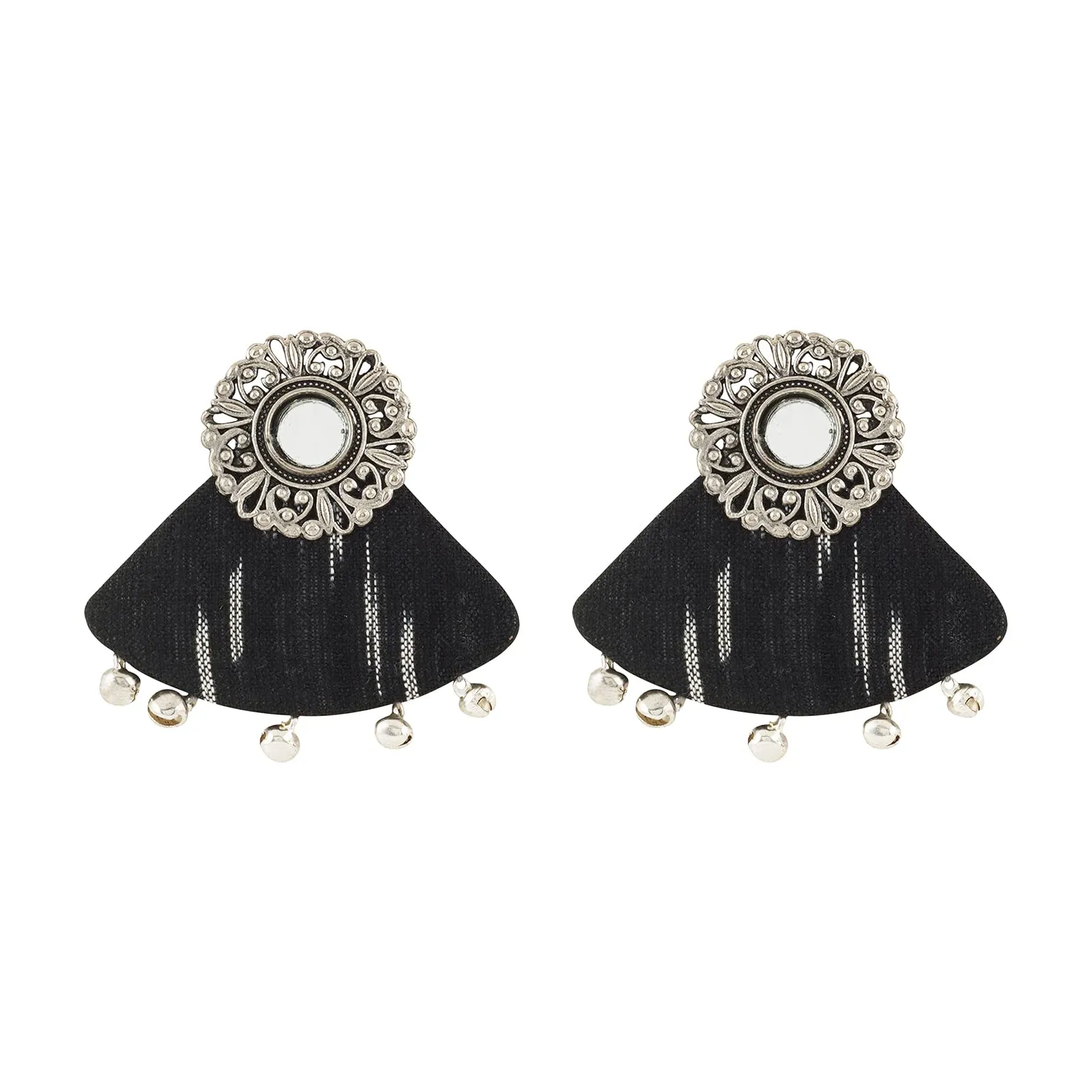 Teejh Aboli Black Ikkat Fabric Earring