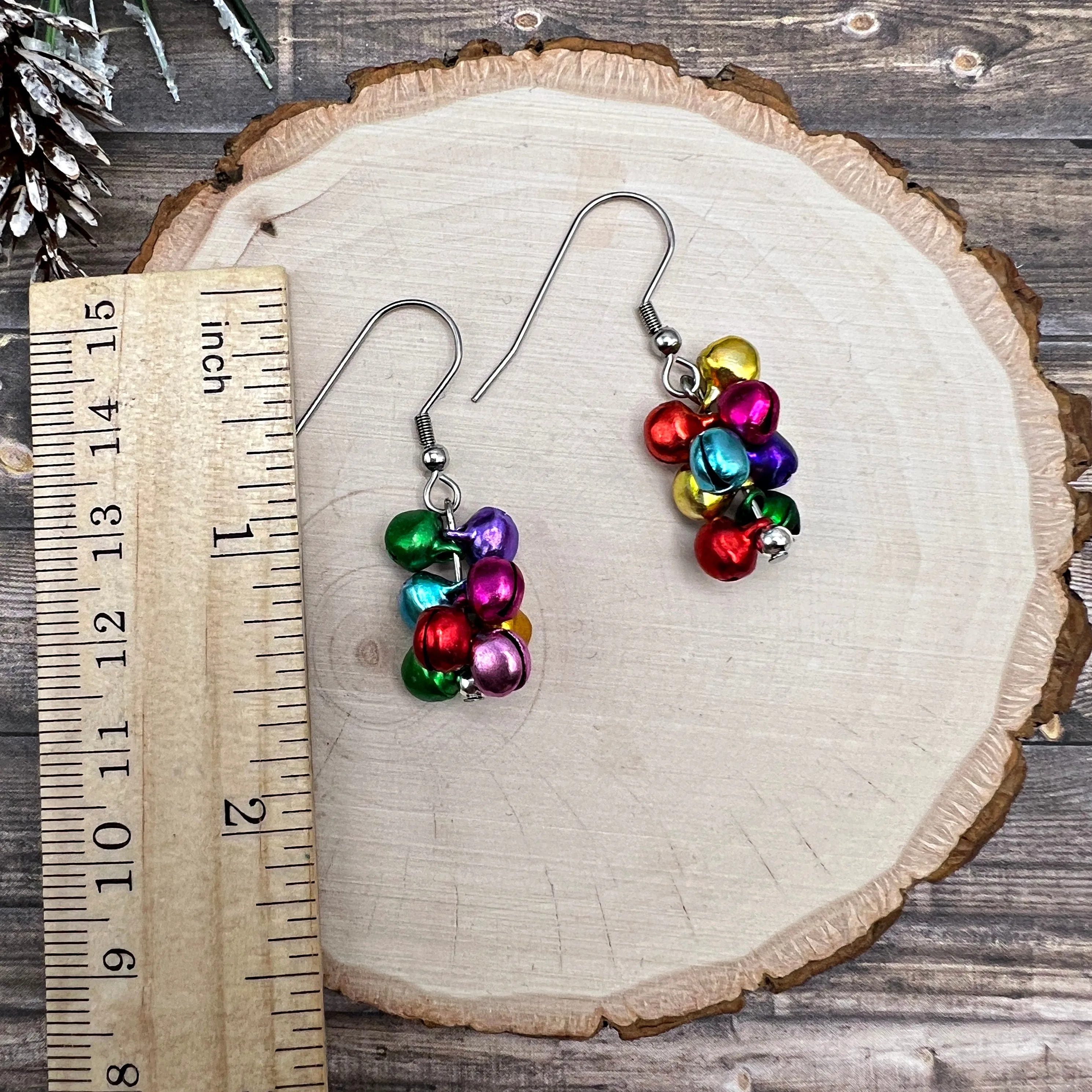 Tiny Silent Jingle Bell Handmade Hypoallergenic  Christmas Earrings