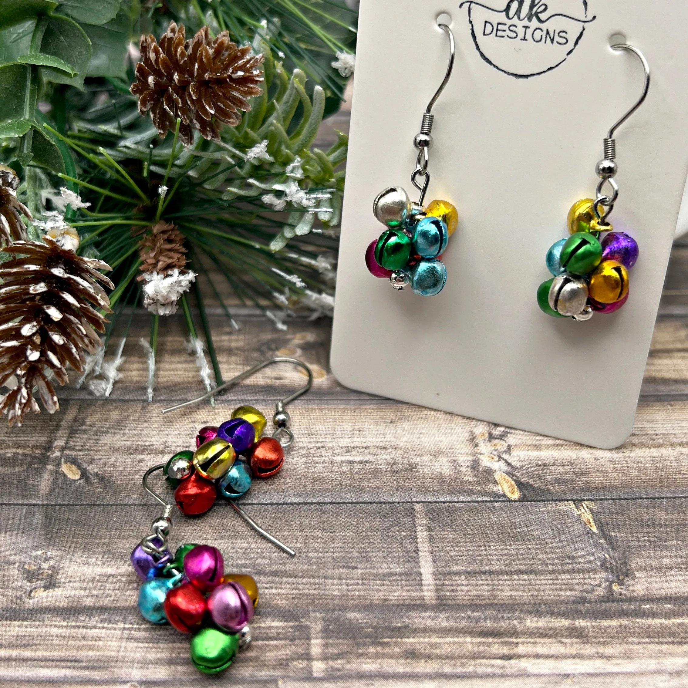 Tiny Silent Jingle Bell Handmade Hypoallergenic  Christmas Earrings