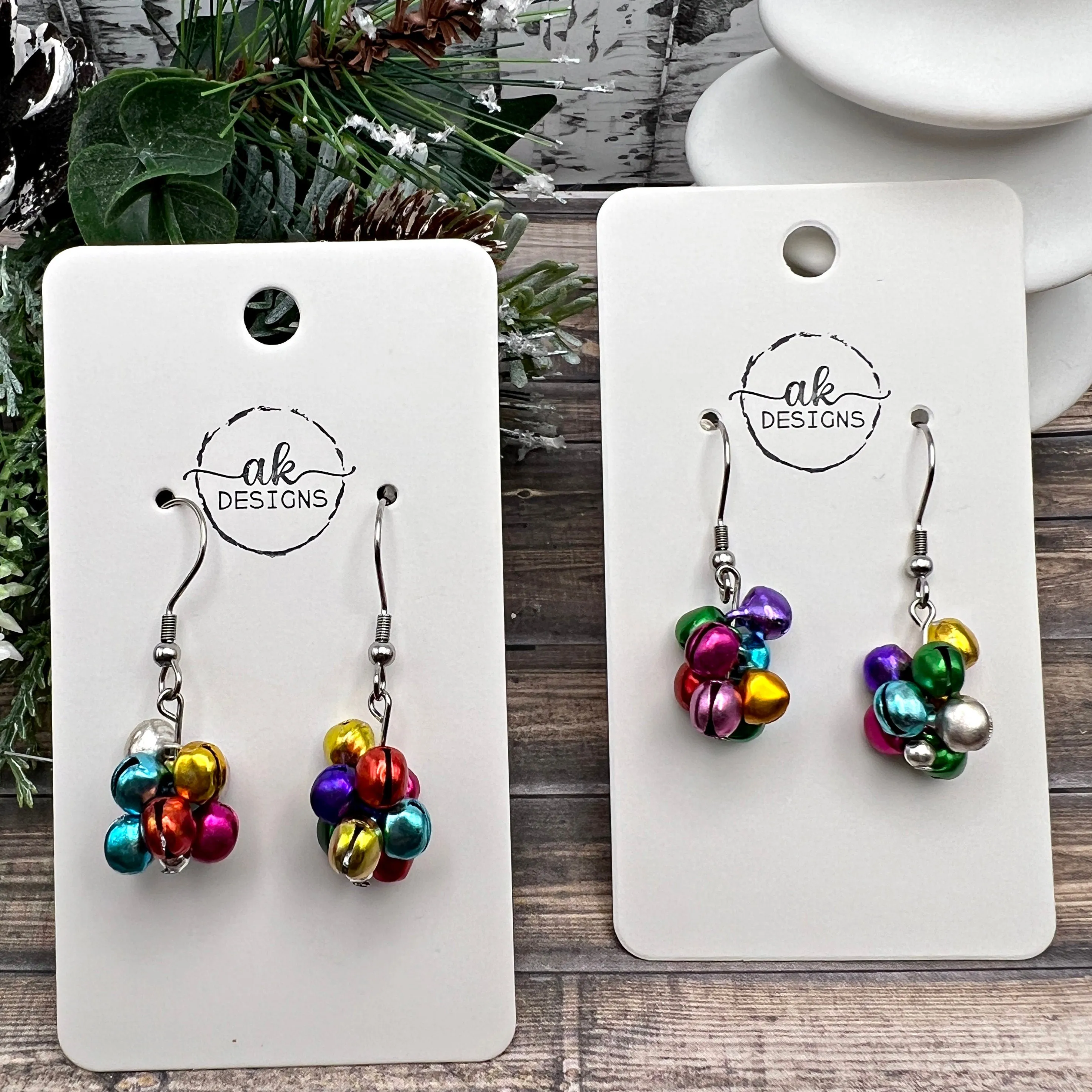 Tiny Silent Jingle Bell Handmade Hypoallergenic  Christmas Earrings